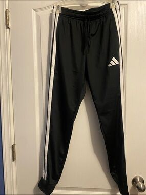 adidas Black Joggers with White Side Stripes